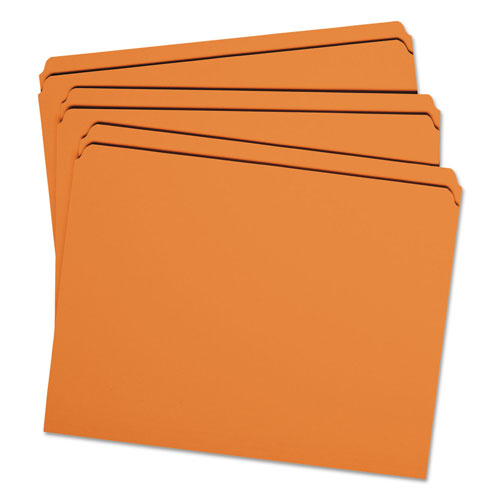 Smead Reinforced Top Tab Colored File Folders, Straight Tab, Letter Size, Orange, 100/Box