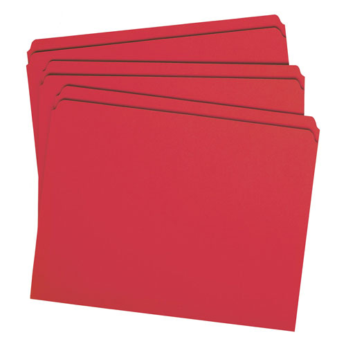 Smead Reinforced Top Tab Colored File Folders, Straight Tab, Letter Size, Red, 100/Box