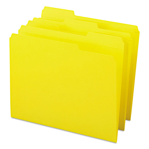 Smead Reinforced Top Tab Colored File Folders, 1/3-Cut Tabs, Letter Size, Yellow, 100/Box
