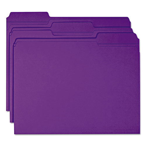 Smead Reinforced Top Tab Colored File Folders, 1/3-Cut Tabs, Letter Size, Purple, 100/Box