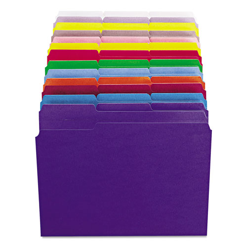 Smead Reinforced Top Tab Colored File Folders, 1/3-Cut Tabs, Letter Size, Purple, 100/Box