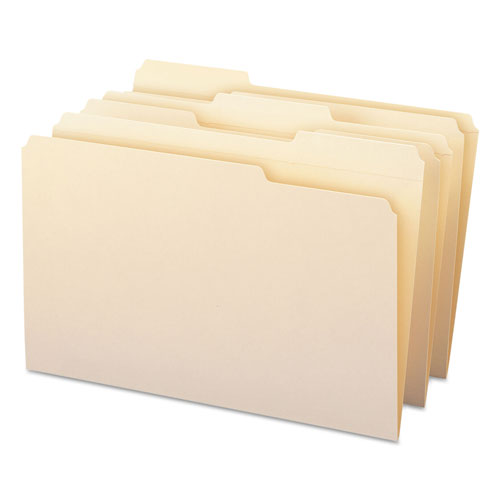 Smead Reinforced Tab Manila File Folders, 1/3-Cut Tabs, Legal Size, 11 pt. Manila, 100/Box