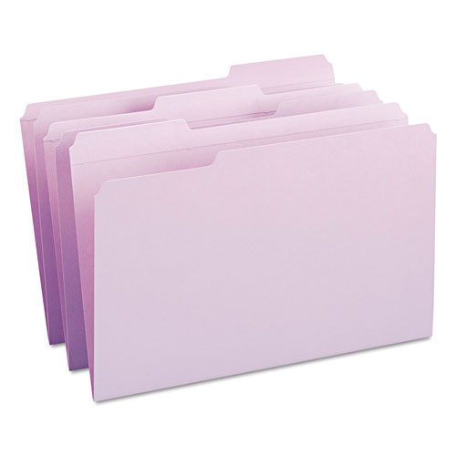 Smead Reinforced Top Tab Colored File Folders, 1/3-Cut Tabs, Legal Size, Lavender, 100/Box