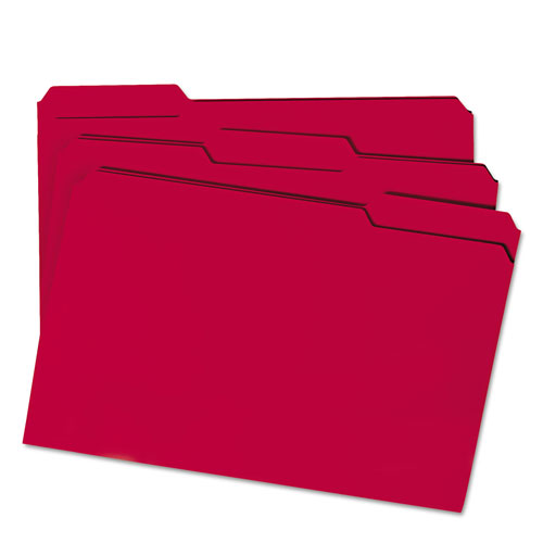 Smead Colored File Folders, 1/3-Cut Tabs, Legal Size, Red, 100/Box