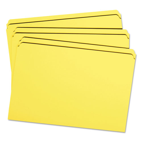 Smead Reinforced Top Tab Colored File Folders, Straight Tab, Legal Size, Yellow, 100/Box
