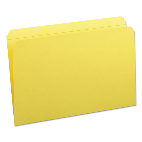 Smead Reinforced Top Tab Colored File Folders, Straight Tab, Legal Size, Yellow, 100/Box