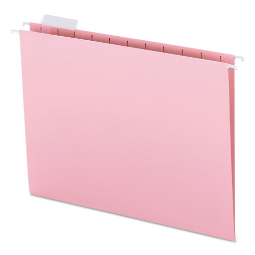 Smead Colored Hanging File Folders, Letter Size, 1/5-Cut Tab, Pink, 25/Box