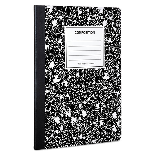 Universal Composition Book, Wide/Legal Rule, Black Marble Cover, (100) 9.75 x 7.5 Sheets