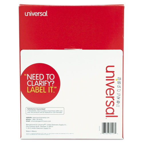 Universal White Labels, Inkjet/Laser Printers, 2 x 4, White, 10/Sheet, 100 Sheets/Box