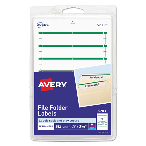 Avery Printable 4" x 6" - Permanent File Folder Labels, 0.69 x 3.44, White, 7/Sheet, 36 Sheets/Pack
