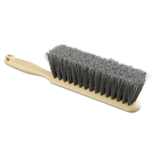 Boardwalk Counter Brush, Gray Flagged Polypropylene Bristles, 4.5" Brush, 3.5" Tan Plastic Handle