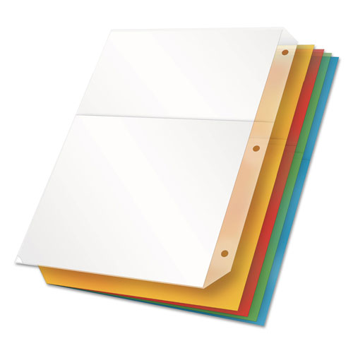 Cardinal Poly Ring Binder Pockets, 11 x 8 1/2, Assorted Colors, 5/Pack