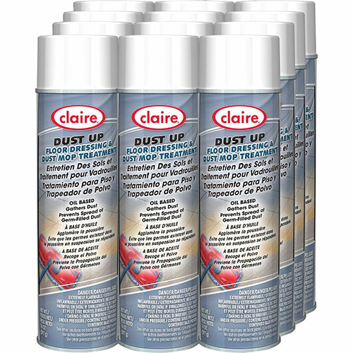 Claire Dust Up Dust Mop Treatment - 14 fl oz (0.4 quart) - Pleasant Lemon ScentCan - 12 / Carton - Pale Yellow