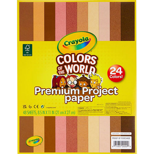 Crayola Colors of the World Construction Paper - Student, Construction,  Artwork - 24 Piece(s) - 8.50Width x 11Length - 48 / Pack - Multi - Paper, CYO990091