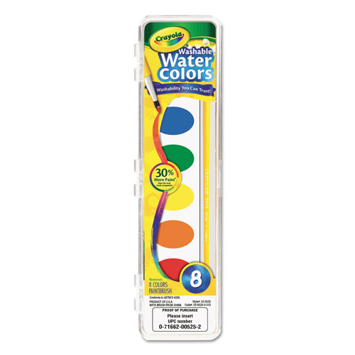Crayola Washable Watercolor Paint, 8 Assorted Colors, CYO530525