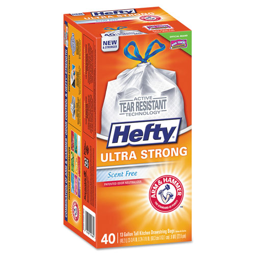 Hefty Ultra Strong Tall Kitchen and Trash Bags, 30 gal, 1.1 mil, 30 x 33, Black