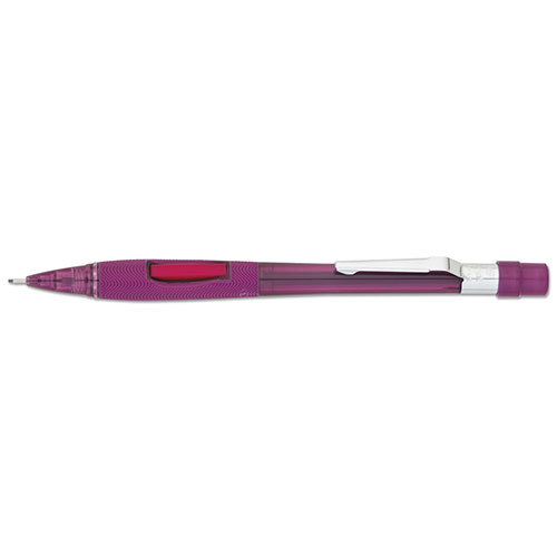 Pentel Quicker Clicker Mechanical Pencil, 0.9 mm, HB (#2.5), Black Lead, Transparent Burgundy Barrel