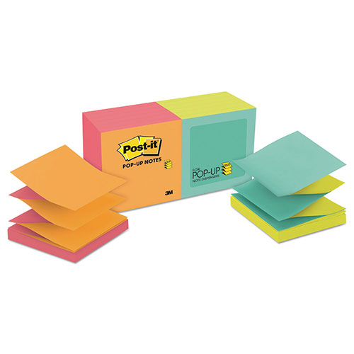 Post-it® Original Pop-up Refill, Poptimistic Collection Alternating-Color Value Pack, 3" x 3", 100 Sheets/Pad, 12 Pads/Pack