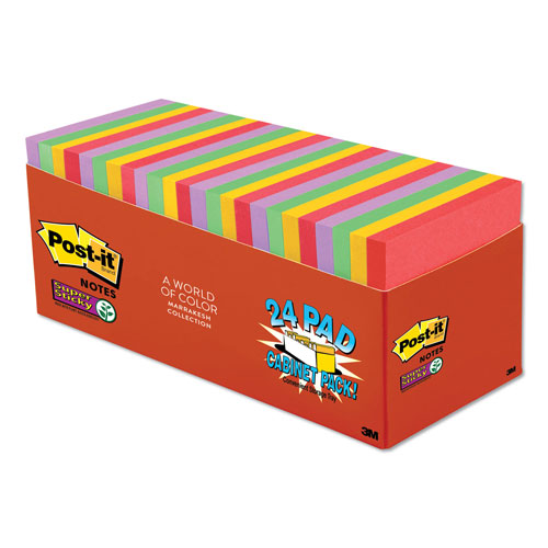 3M Post-it® Pads in Playful Primary Collection Colors, Cabinet Pack, 3 x  3, 70 Sheets/Pad, 24 Pads/Pack, MMM65424SSANCP