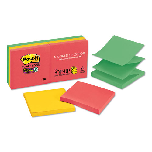 Post-it® Pop-up 3 x 3 Note Refill, 3" x 3", Playful Primaries Collection Colors, 90 Sheets/Pad, 6 Pads/Pack