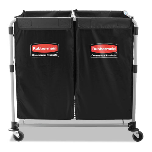 Rubbermaid Two-Compartment Collapsible X-Cart, Synthetic Fabric, 2.49 cu ft Bins, 24.1" x 35.7" x 34", Black/Silver