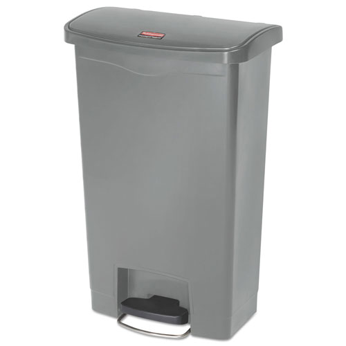 Rubbermaid Slim Jim Streamline Resin Step-On Container, Front Step Style, 13 gal, Polyethylene, Gray