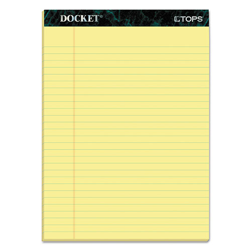 TOPS Docket Ruled Perforated Pads, Wide/Legal Rule, 50 Canary-Yellow 8.5 x 11.75 Sheets, 12/Pack