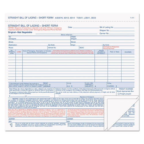 TOPS Hazardous Material Short Form, Three-Part Carbonless, 7 x 8.5, 1/Page, 50 Forms