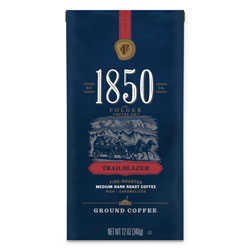 1850 Coffee, Trailblazer, Dark Roast, Ground, 12 oz Bag, 6/Carton