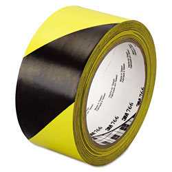3M 766 Hazard Marking Vinyl Tape, 2 in x 36 yds, Black/Yellow