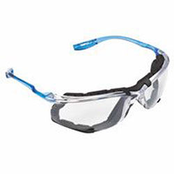 3M CCS Protective Eyewear, Clear Polycarbonate Lens, Anti-Fog, Clear Plastic Frame, Light Blue Temple