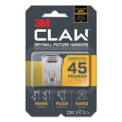 3M Claw Drywall Picture Hanger, Holds 45 lbs, 3 Hooks and 3 Spot Markers, Stainless Steel