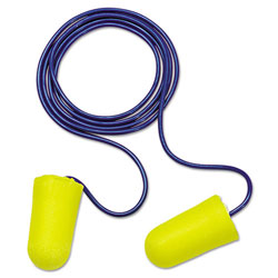 3M E-A-R TaperFit 2 Foam Earplugs, Polyurethane, Yellow, Corded, Regular