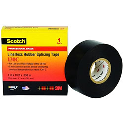 3M Linerless Splicing Tape 130C, 30 ft x 1-1/2 in, Black