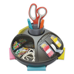 3M Rotary Self-Stick Notes Dispenser, 14 Compartments, Plastic, 10" Diameter x 6"h, Black (MMMC91)