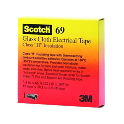 3M Scotch® Glass Cloth Electrical Tapes 69, 3/4 in x 66 ft, White