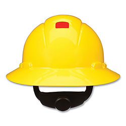 3M SecureFit Full Brim Hard Hat with Uvicator, Four-Point Ratchet Suspension, Yellow