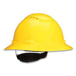 3M SecureFit H-Series Hard Hats, H-800 Vented Hat with UV Indicator, 4-Point Pressure Diffusion Ratchet Suspension, Yellow