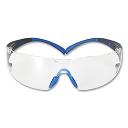 3M SecureFit Protective Eyewear, 400 Series, Black/Blue Plastic Frame, Clear Polycarbonate Lens