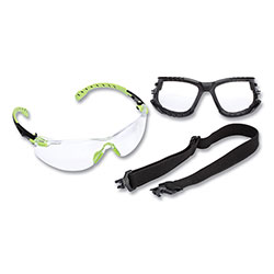 3M Solus 1000-Series Safety Glasses, Green Plastic Frame, Clear Polycarbonate Lens