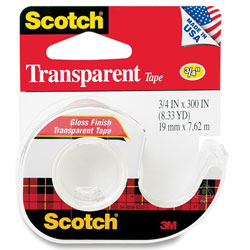 3M Tape With Dispenser, 3/4"x300", Clear