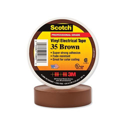 3M Vinyl Electrical Color Coding Tape 35, 1/2 in x 20 ft, Brown