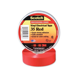 3M Vinyl Electrical Color Coding Tape 35, 3/4 in x 66 ft, Red