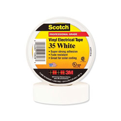 3M Vinyl Electrical Color Coding Tape 35, 3/4 in x 66 ft, White