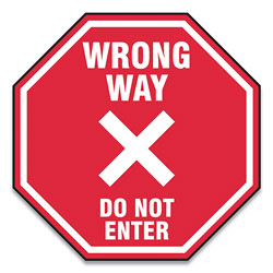 Accuform® Slip-Gard Social Distance Floor Signs, 12 x 12,  inWrong Way Do Not Enter in, Red, 25/Pack