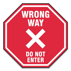 Accuform® Slip-Gard Social Distance Floor Signs, 17 x 17,  inWrong Way Do Not Enter in, Red, 25/Pack