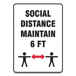 Accuform® Social Distance Signs, Wall, 10 x 7,  inSocial Distance Maintain 6 ft in, 2 Humans/Arrows, White, 10/Pack