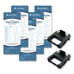 Acroprint Time Recorder EXP250 Accessory Bundle, 3.38 x 8.25, Weekly, Two-Sided, 250 Cards and 2 Ribbons/Kit