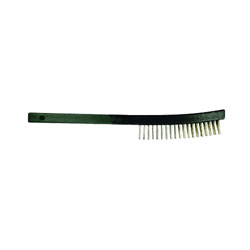 Advance Brush Curved Handle Scratch Brushes, 13 3/4 in, 3X19 Rows, SS Wire, Plastic Handle