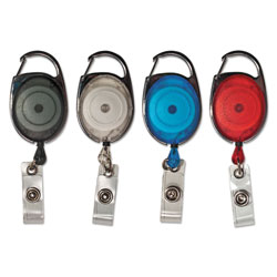 Advantus Carabiner-Style Retractable ID Card Reel, 30 in Extension, Assorted, 20/Pack